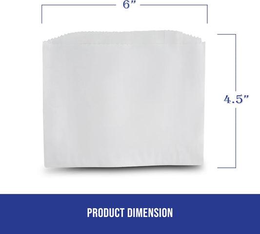 MT Products White Wax Cookie Bags 6" x 4.5" - Grease Resistant Paper Bakery Bags - Pack of 150
