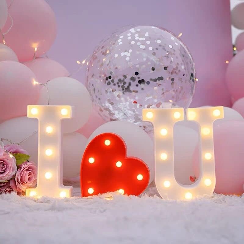I Love YUO Sign Light, 3 LED I Love You Heart-Shaped Combination Luminous Letters, Valentine's Day Gift, Wedding Sign, Engagement Sign (IOU)