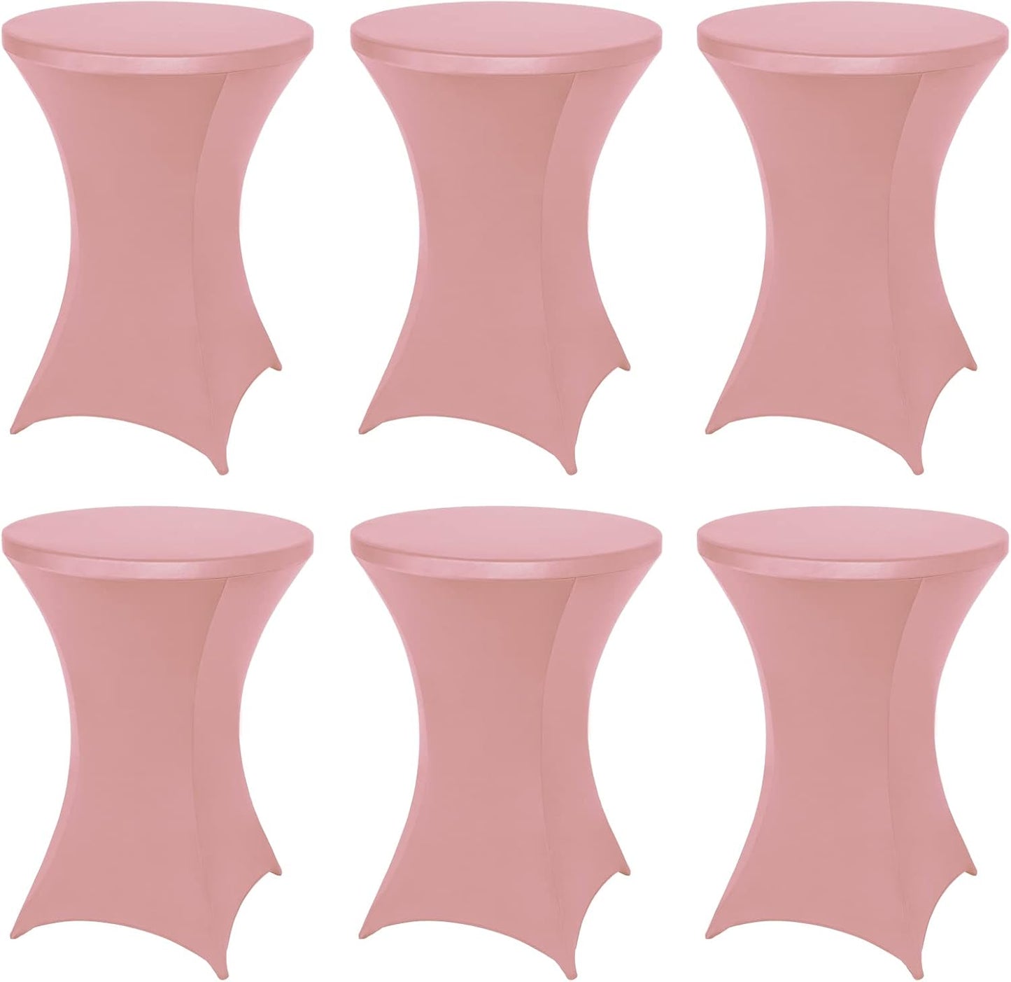 FestiCorp 6 Pack Spandex Cocktail Table Covers Fitted Clothes, Elastic Round Table Cover, Stretch Tablecloth for Party, Bar, Wedding, Birthday, Banquet, Pink, 30"-32" Diameter x 40"-43" Height