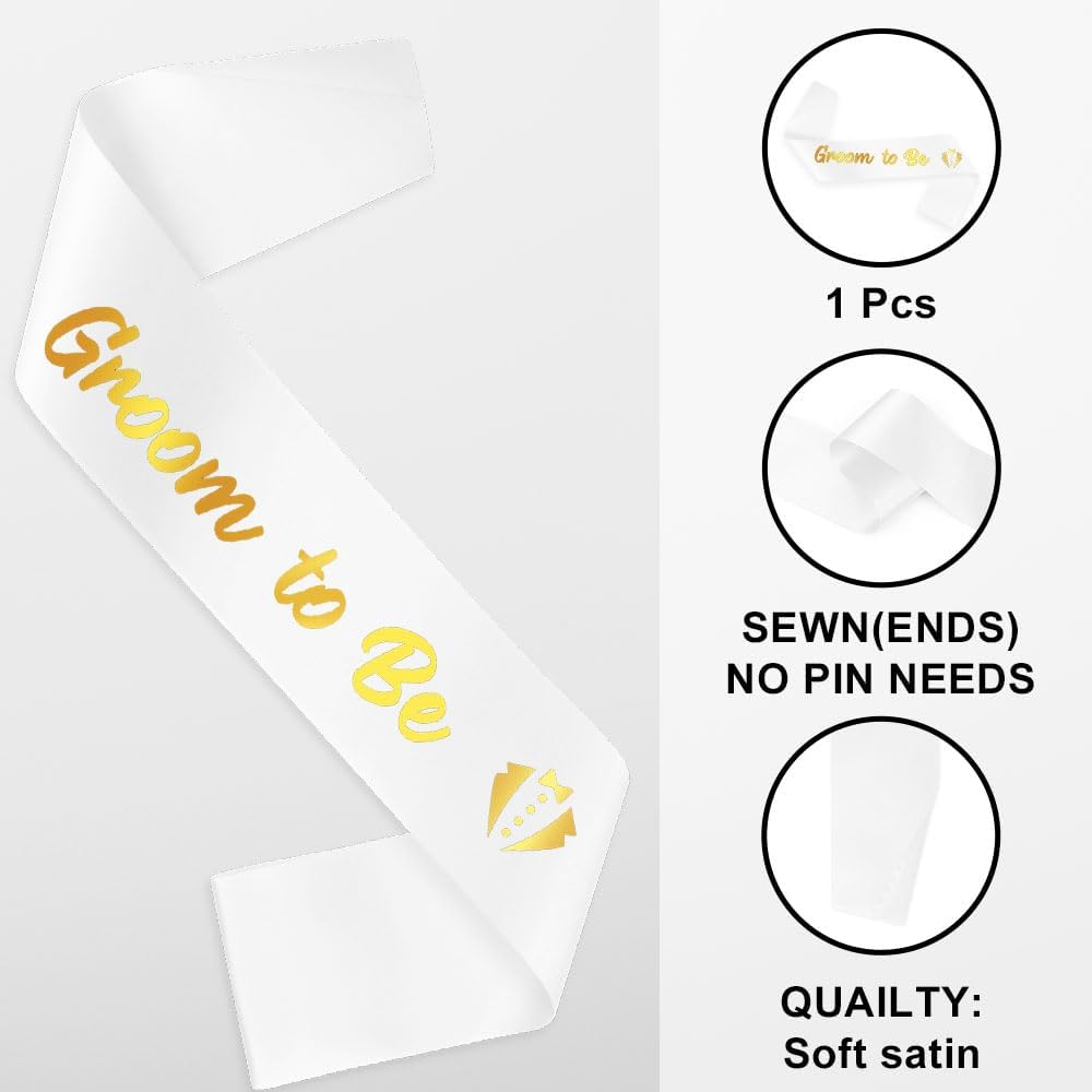 Groom To Be Sash White Groom Sash With Gold Foil For Bachelor Party Accessories Bachelor Party Decorations Bachelorette Gifts For Croom To Be Gifts Bachelorette Accessories Wedding Engagement