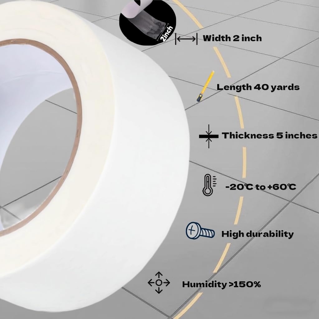 2 Inch x 40 Yards Double Sided Tape, Double Stick Tape, Poster Tape, Strong Adhesive Tape for Crafts, Arts, Gift Box, Scrapbooking, DIY, Card Making, Paper Backing (1 Roll)