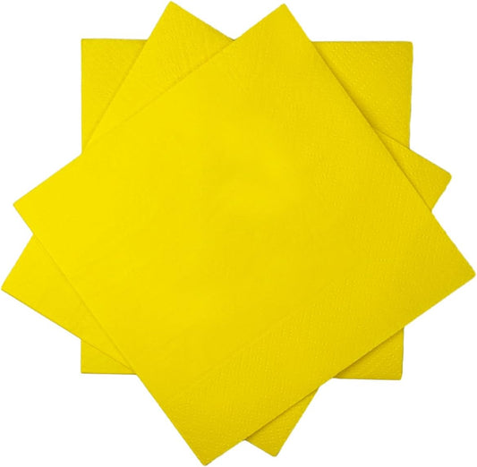 Yellow Cocktail Napkins 5 * 5inch disposable Beverage Napkin paper for Cocktail, Wedding, Dinner，Birthday Party Dessert Wine Paper Napkins（ 120 Count）