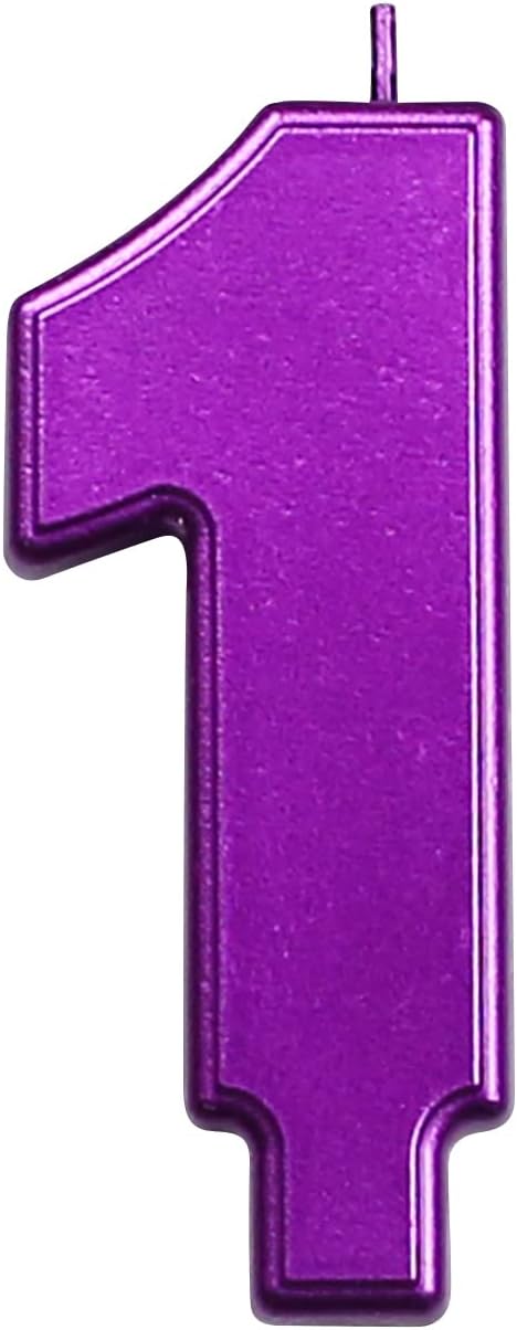 DERVENTA Birthday Candles Big Numbers Purple 3.7 inch Party Cake Topper 1 Piece (Number 1 Purple)