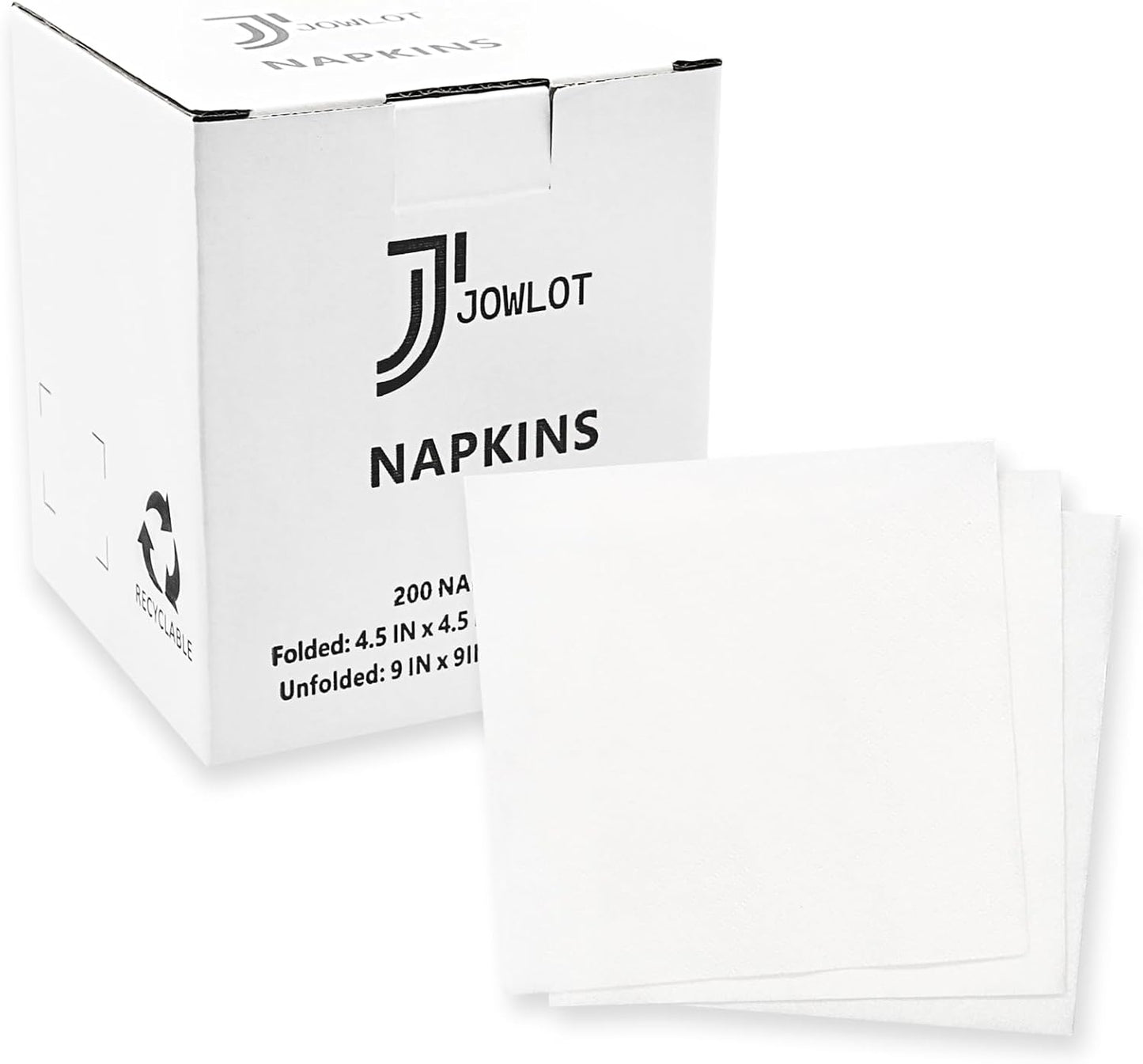 Cocktail Napkins - 200 Count 2-Ply White Napkins Disposable, 4.5 x 4.5 Inch Folded Paper Napkins Bulk Beverage Napkins for Dinner Wedding Bar Party and Everyday Use