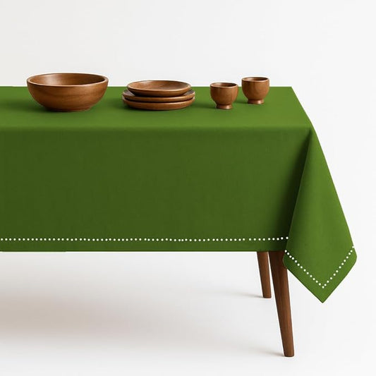 Mint Green Table Cloth, 100% Cotton Table Cover 60x102 Inch, Fits 8-10 Seats, Durable, Washable, Wrinkle Resistant, Rectangle Tabletop for Dining, Spring Events, Baby Showers, Decor