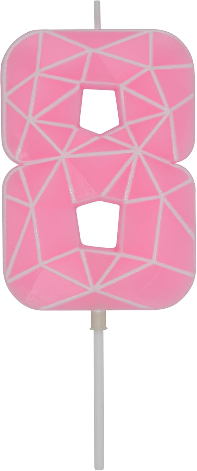 DERVENTA Large Birthday Candle Number 3D Macaron Pink 3.7 inch Party Celebration Anniversary Decoration Cake Topper 1 Piece (Number 8 Macaron Pink)