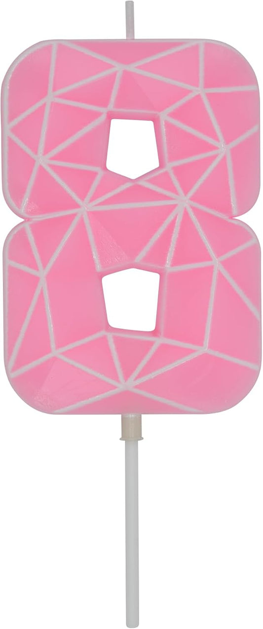 DERVENTA Large Birthday Candle Number 3D Macaron Pink 3.7 inch Party Celebration Anniversary Decoration Cake Topper 1 Piece (Number 8 Macaron Pink)