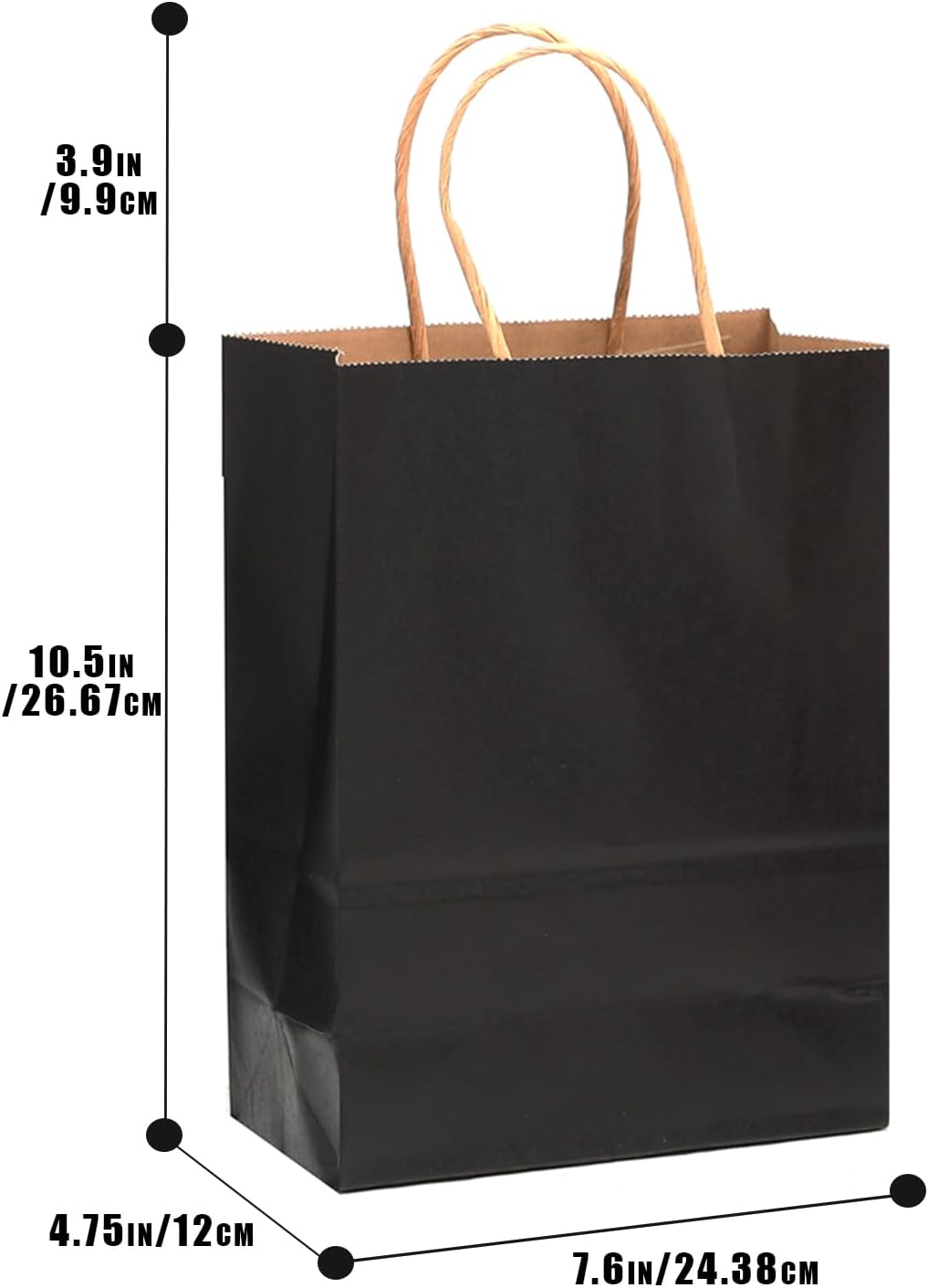 qiqee 30-Packs Black Gift Bags with Handles Bulk 10.8"x8.3"x4.3" Medium Size Kraft Paper Bags Multiple Uses (Medium Size)