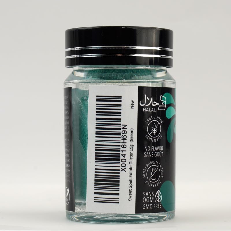 Sweet Spell Edible Glitter (15g) - Shimmer Sparkles for Drinks, Cakes, Cocktails - 100% Edible & Food Grade Glitter, Vegan, Gluten-Free (Mermaid Green)
