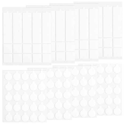 8 Sheets Double Sided Tape Heavy Duty for Hanging Picture Poster Decorations, Double Sided 0.79" Dots, 0.98" Square, 3.54× 0.98" Strips, Glue Tape for Balloon, Photo, Art Craft, Party Supplies