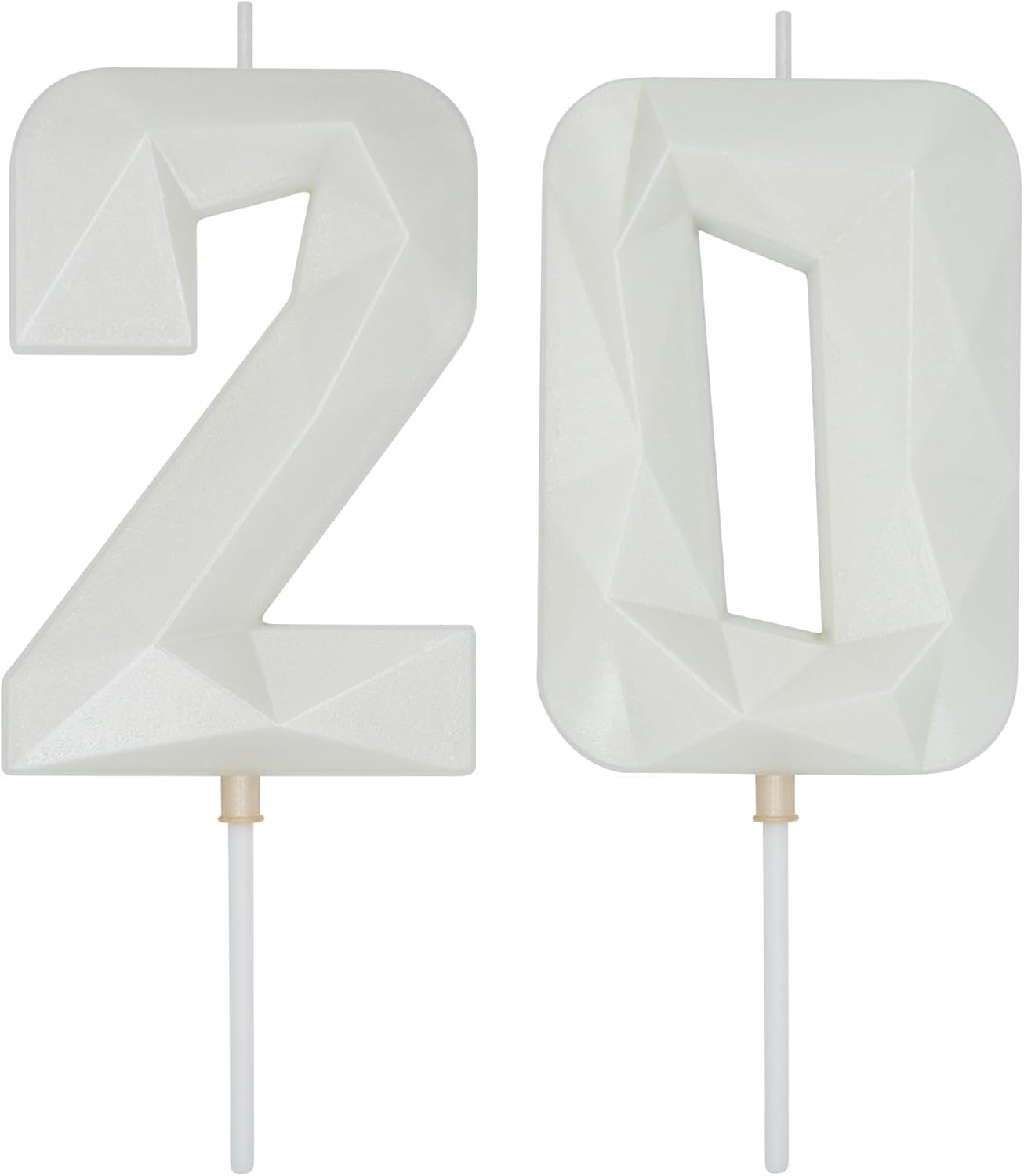 DERVENTA Large Birthday Candle Number 3D White 3.7 inch Party Celebration Anniversary Decoration Cake Topper 1 Piece (Number 20 White)