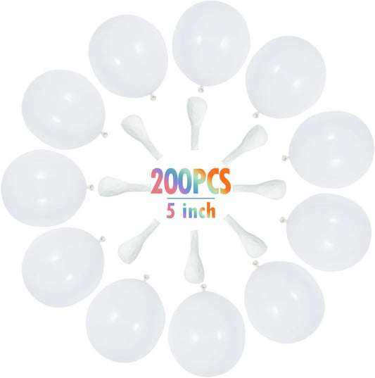 BEISHIDA 200Pcs Pastel White Balloons 5 Inch Mini Thicken Light Macaron White Latex Balloon for Birthday Wedding Reception Bridal Shower Party Decorations Supplies