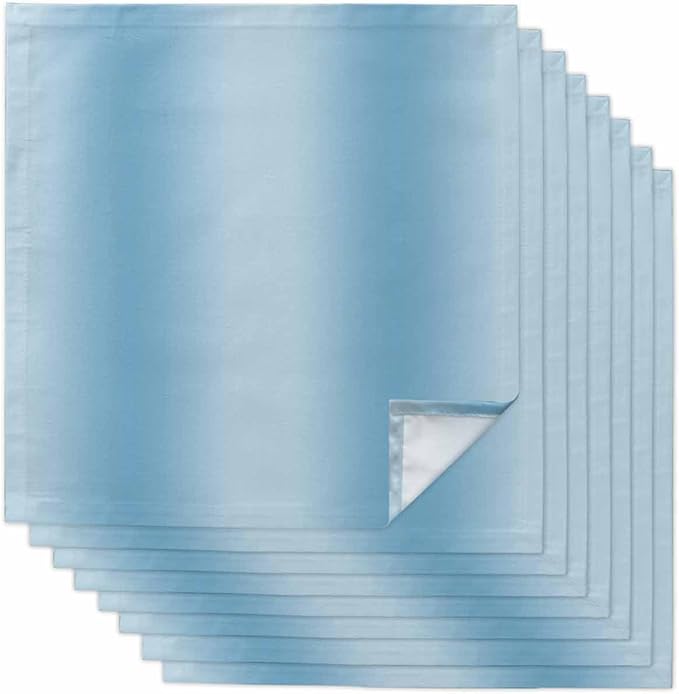 Blue Ombre Cloth Napkins Set of 8 Reusable Dinner Napkins, Modern Abstract Art Cocktail Napkin, Farmhouse Gradient Washable Table Napkins for Wedding/Holiday Party/Baby Shower 20"x20"
