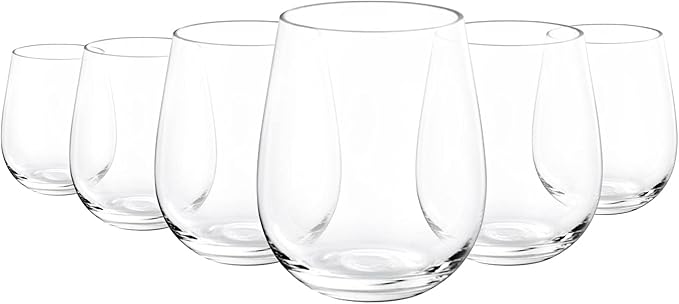 KX-WARE Unbreakable 18-ounce Acrylic Stemless Wine Glasses, set of 6 Clear
