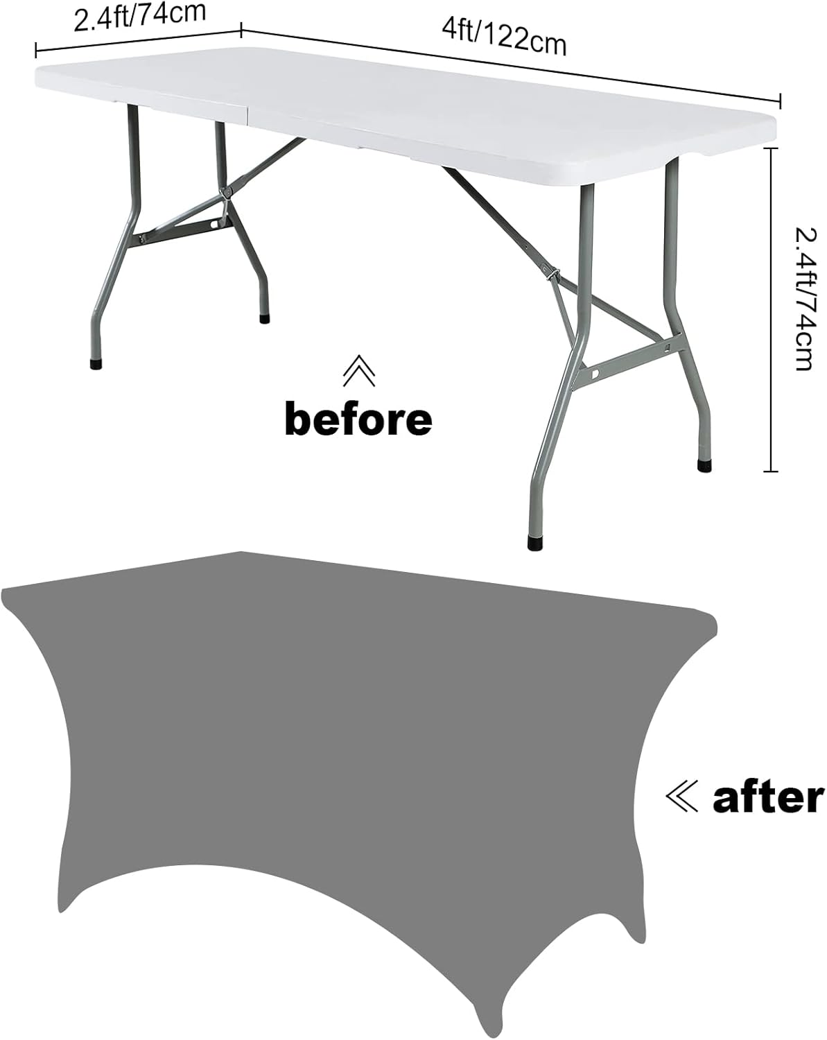 SuperO Waterproof Spandex Table Cover for 4FT Table Universal Fitted Stretch Tablecloth for Party, Banquet, Wedding and Events-Champagne