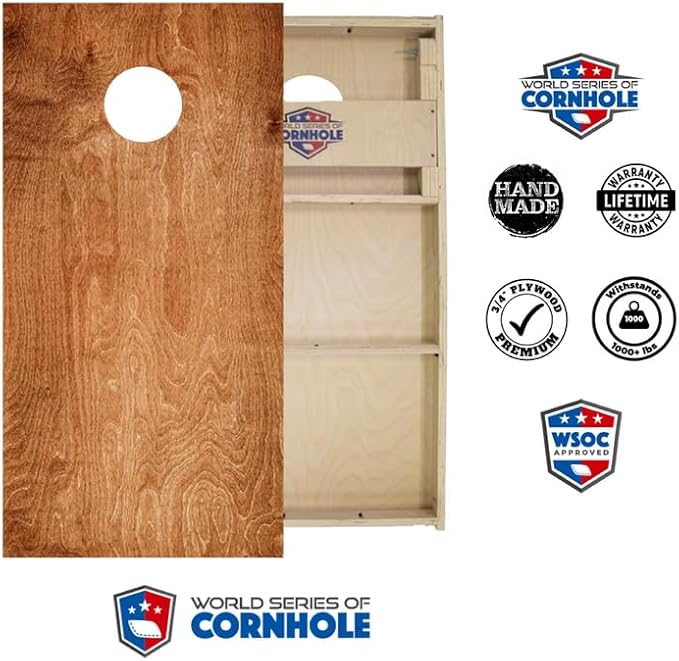 World Series of Cornhole Official Regulation Size Cornhole Boards – Durable All-Wood Construction Bean Bag Toss Set | Rugged Outdoor Game for Tournaments, BBQs, & Backyard Battles