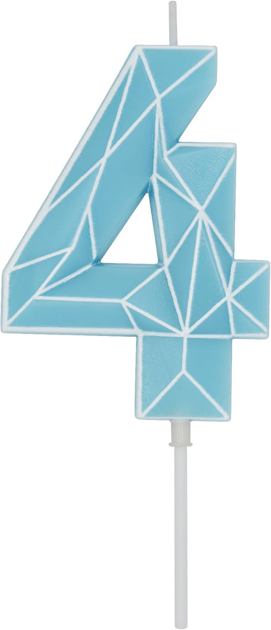 DERVENTA Birthday Candle Big Number 3D Macaron Blue 3.7 inch Party Celebration Anniversary Decoration Cake Topper 1 Piece (Number 4 Macaron Blue)
