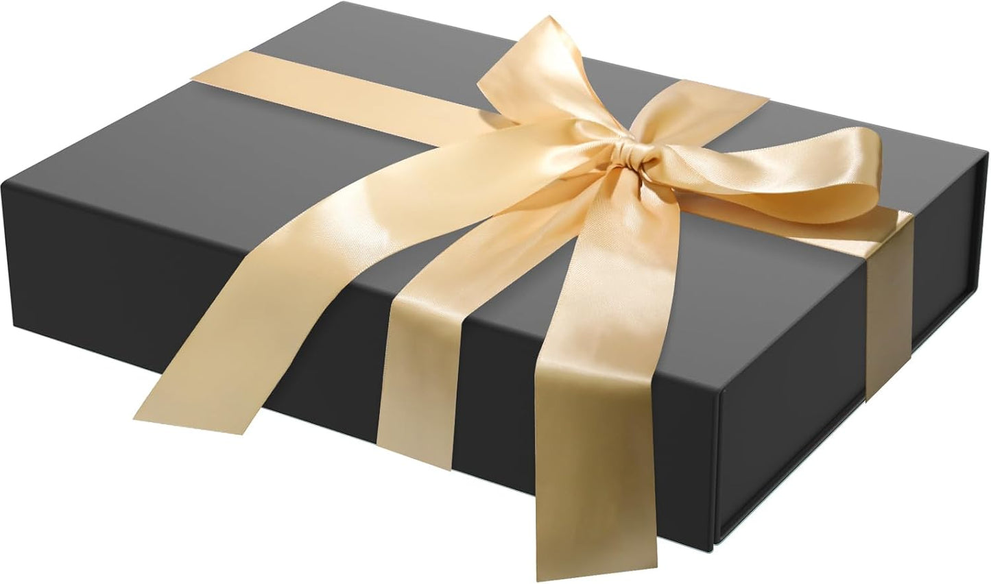 MOZRRO Gift Box 11.5 x 8.2 x 2.3 In Gift Boxes for Presents Magnetic Closure, Gift Boxes with Lids for Presents Birthday Luxury Jewelry T-shirts Gloves Scarves Books Clothes Candy, Gift Wrap - Black