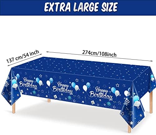 Tegeme Navy Blue Party Supplies Stars Happy Birthday Tablecloths Starry Confetti Table Covers for Kids Boys Girls Baby Shower Birthday Party Decorations(Navy Blue and Silver,6 Pack)