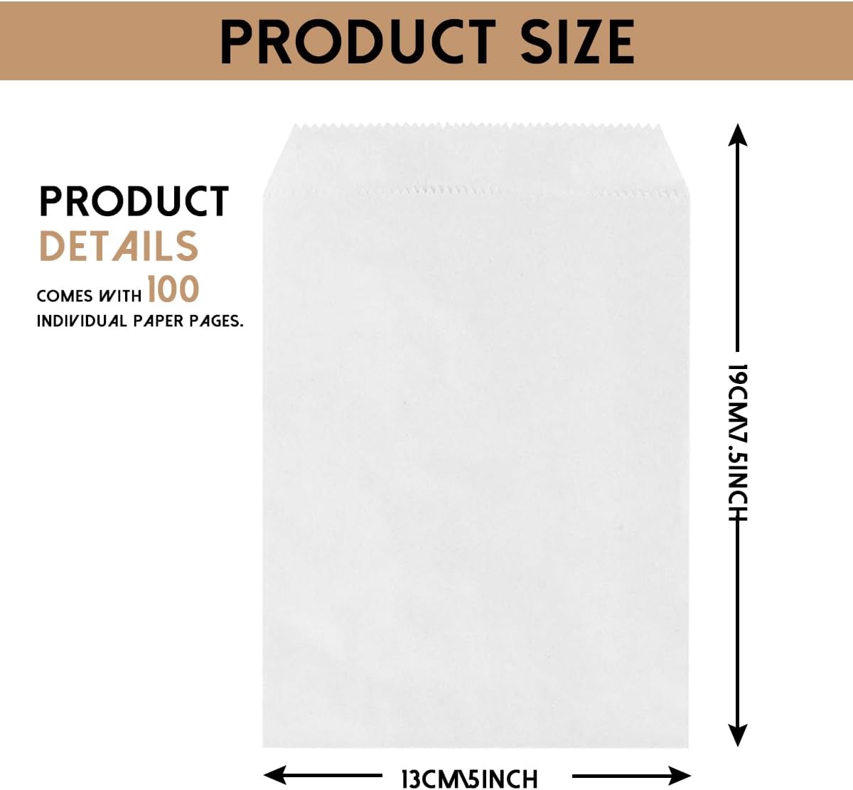 NICOHACU 100 Pack 5x7.5IN White Kraft Paper Bags, Mini Paper Bags, Gift Cards, Gift Candy, Cookies, Donuts, Party Favors, Sandwiches, Jewelry, Snack Bags, Flat Gift Bags, Envelopes,Tableware Bags