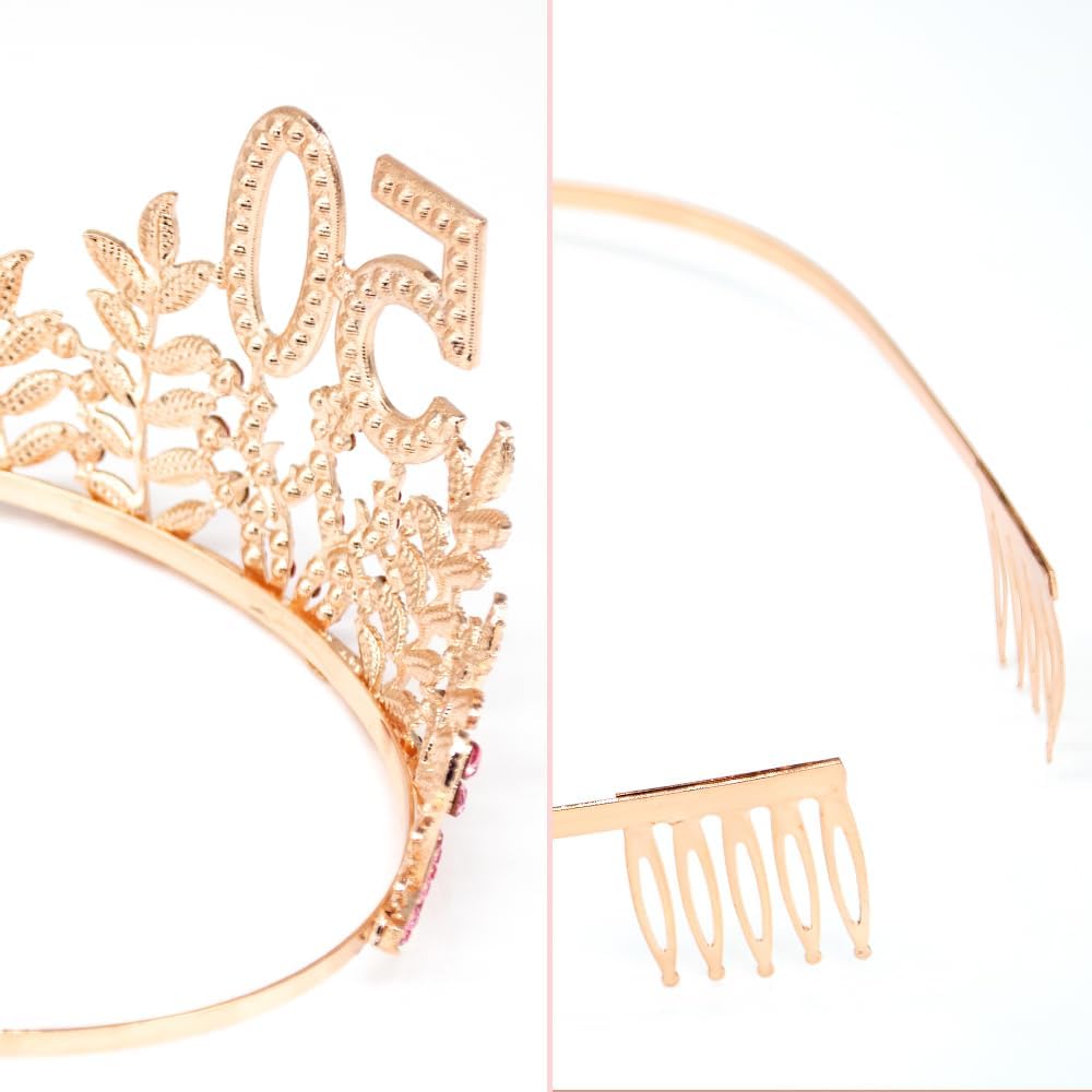 Birthday Sash Tiara Birthday Tiara Rhinestone Crown Rose Gold Birthday Queen Tiara Sash and Tiara for Women Birthday Decor Princess Tiara Cake Topper Crystals Hair Accessories for Party