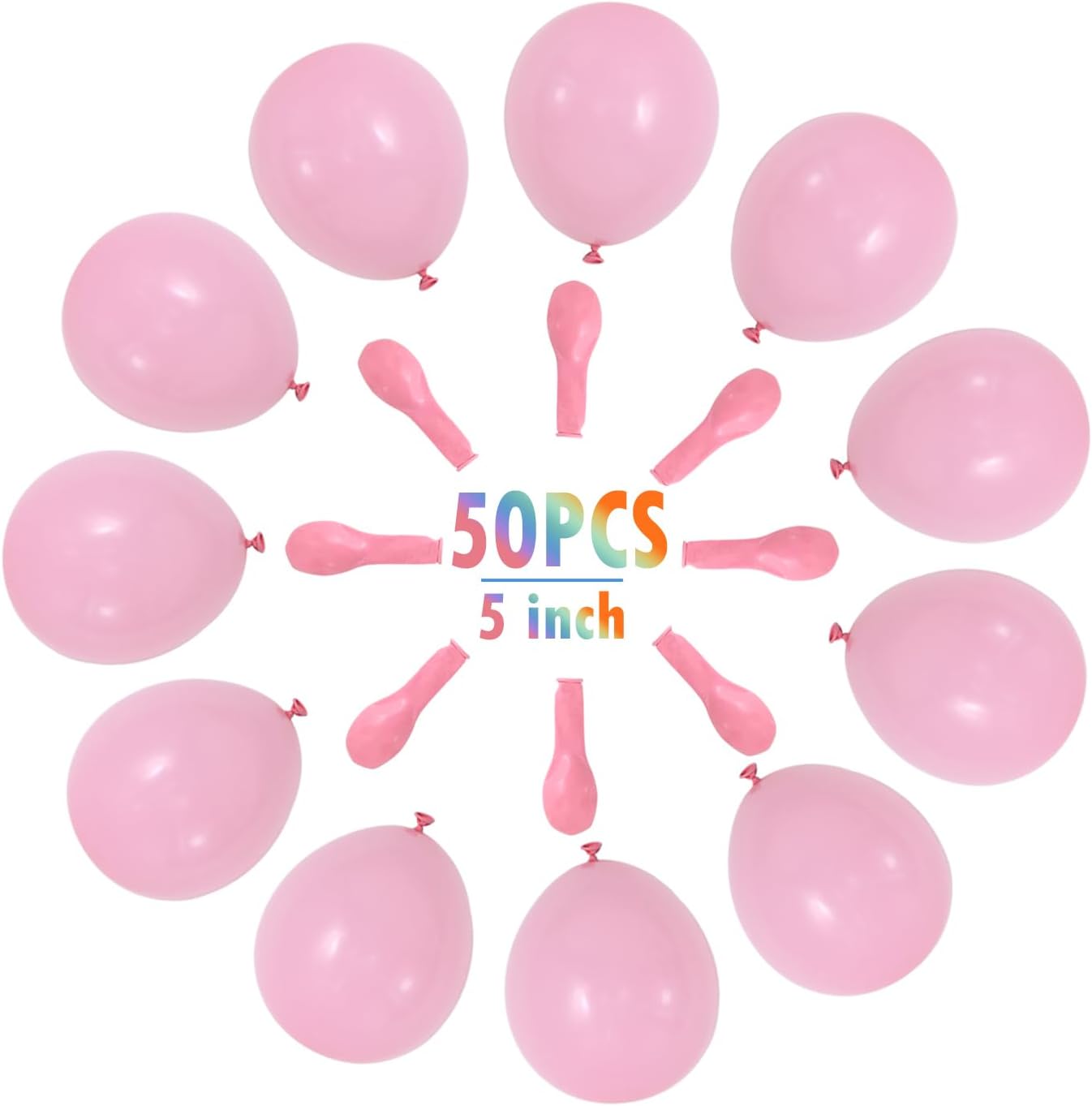 BEISHIDA 50Pcs Light Pink Party Balloons 5 Inch Light Pink Balloon Matte Latex Ballon White Round Balloons for Party Birthday Wedding Graduation Anniversary Baby Shower
