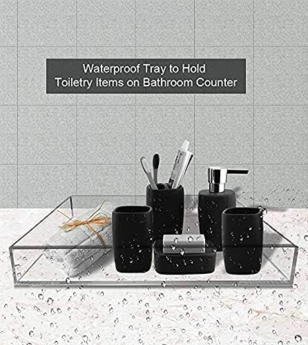 Waterproof Acrylic Vanity Tray, Remote Control Sturdy Valet Tray Organizer, Lucite Nightstand Dresser Bathroom Organizer, Square Acrylic Tray (Clear-10''x10'')