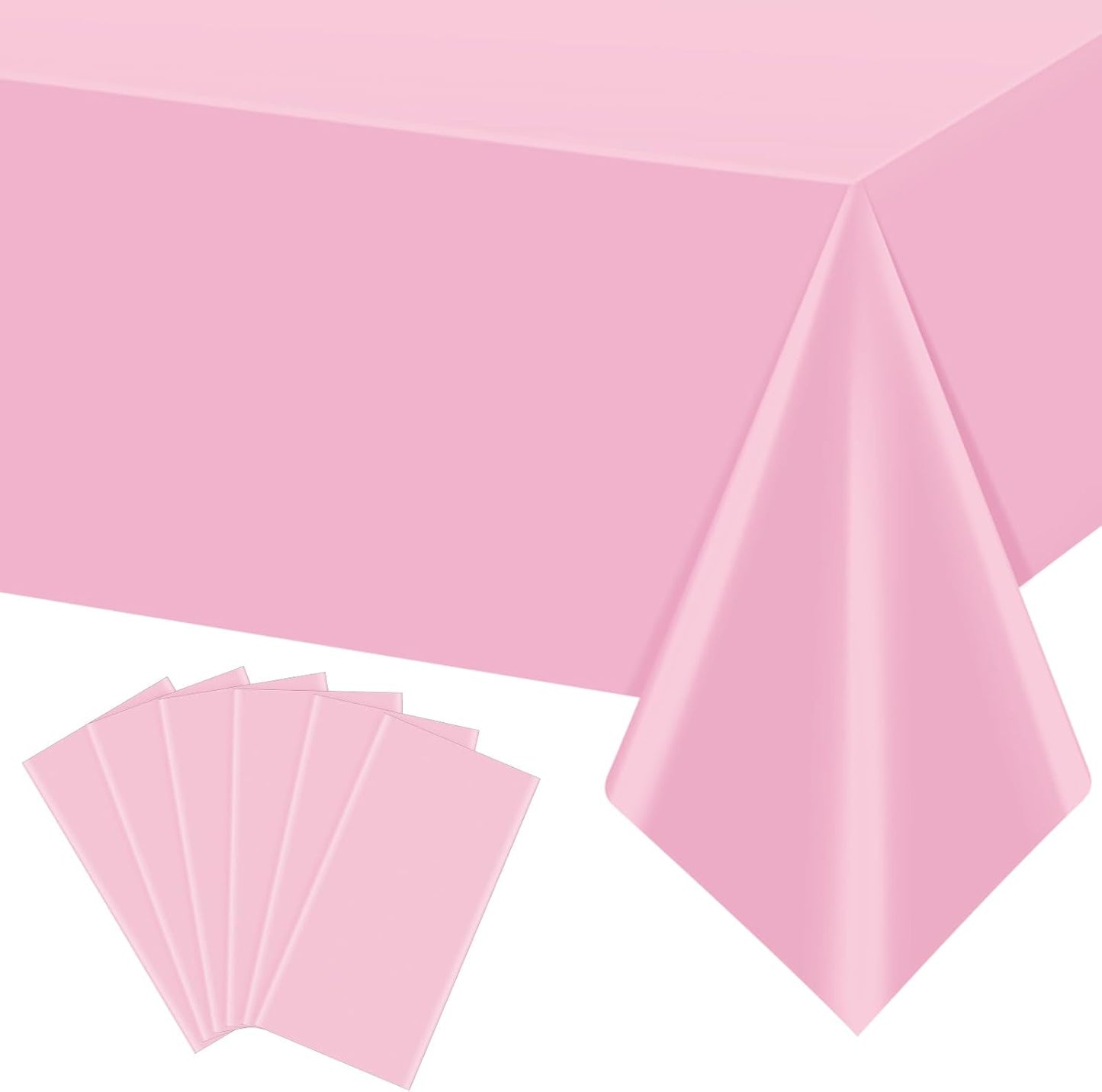 6Pcs Light Pink Tablecloth,Disposable Plastic Tablecloths,Waterproof Pink Rectangle Table Cover for Graduation Birthdays Weddings Anniversary Party Decorations,54 x 108 Inch