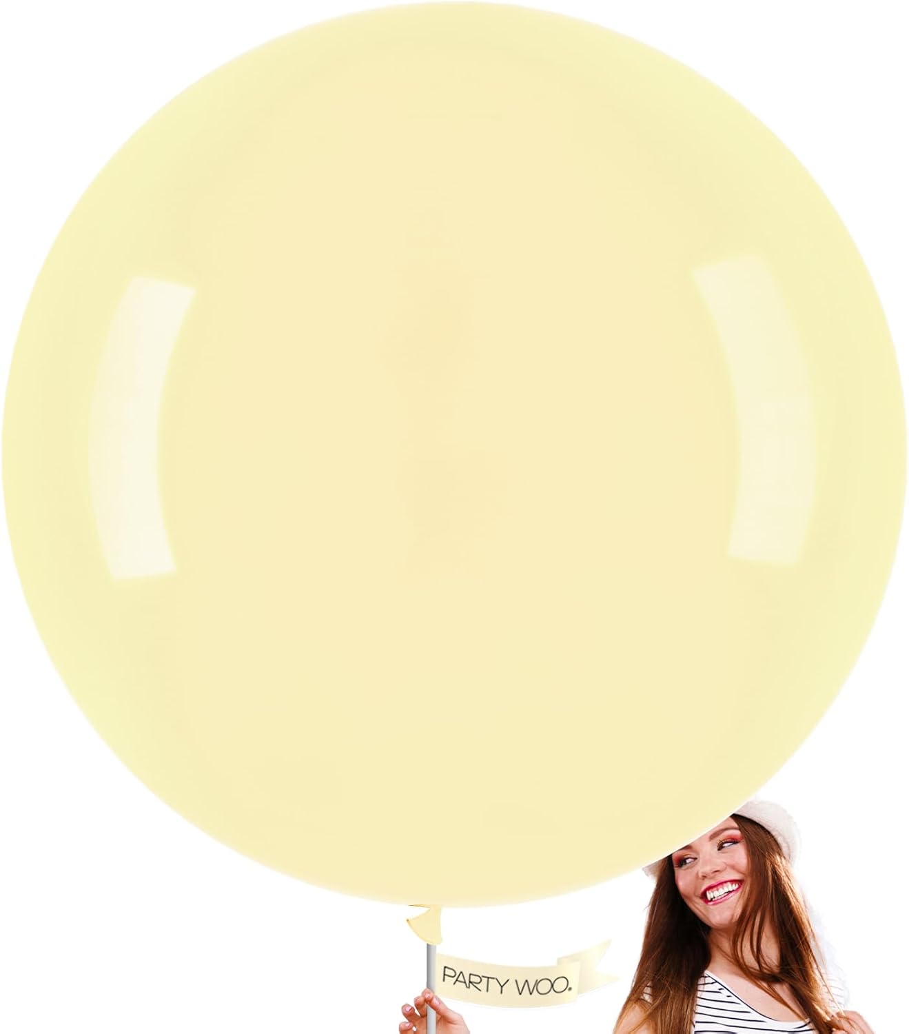 PartyWoo Pastel Yellow Balloons 4 pcs 36 Inch Extra Large Big Jumbo Giant Light Pale Yellow Latex Helium Balloons for Graduation Baby Shower Easter Little Cutie Birthday Party Decorations Yellow-Q07