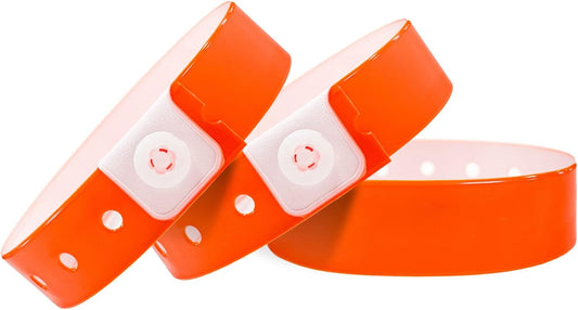 Orange Plastic Wristbands-500 Pack Colored Identification Wristbands for Events, Waterproof Lightweight Security Vinyl Wristbands for Party Concert Club Festival Entrance Admission
