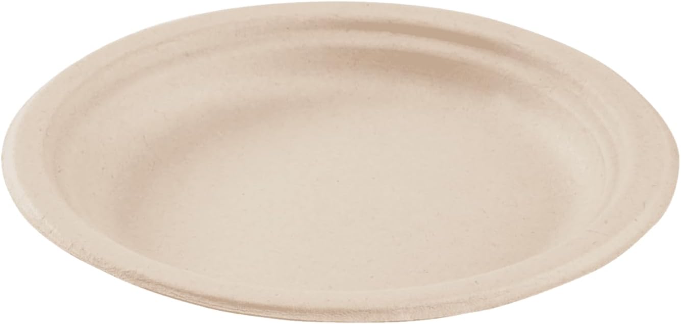 Karat Earth 6-Inch Compostable Disposable Paper Plates (1,000 Pack) – Heavy-Duty, Molded Fiber, Eco-Friendly Bulk Package (Natural)