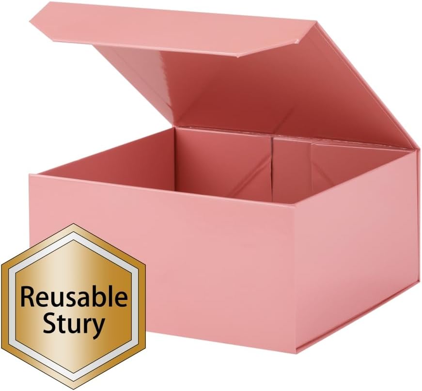 6 Pink Gift Boxes, 13x11x5.3 Inch, Magnetic Lids, Crinkle Paper, Perfect for Birthdays and Gift-Giving Occasions