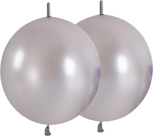 60 Pcs Link Balloons 12 Inch Quick Link Balloons for Birthday Wedding Party Festival Decorations (Silver)