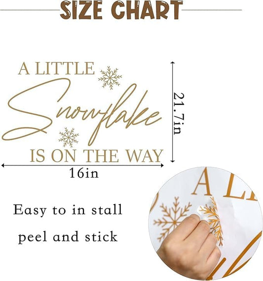 A Little Snowflake is On The Way Stickers Decoration - Welcome Sign Decal for Balloon Arch,Winter Wonderland Theme Baby Shower Stickers,Baby Shower Decorations for Winter (Snowflake Decal)
