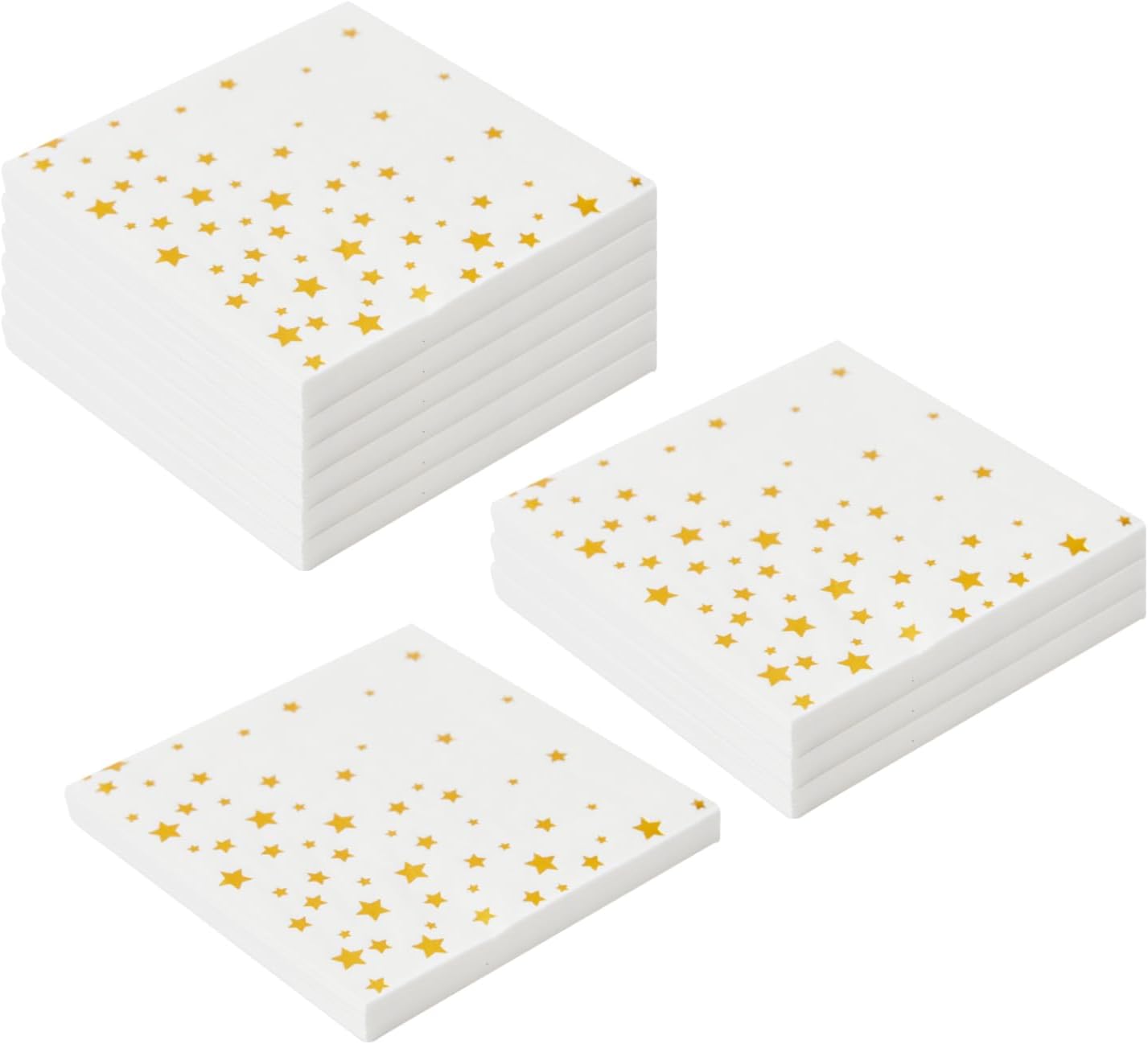 100 Pack White Cocktail Napkins with Gold Stars – 3-Ply Fancy Disposable Party Napkins 5x5 Inches for Weddings, Birthdays, Holidays, Baby Showers & Events – Elegant Gold Foil desgin by Hydro Energy