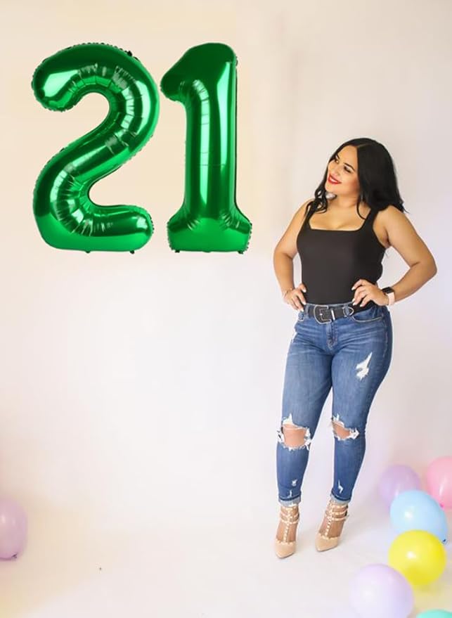 Balloon Numbers 40 Inch 5 Ballon for 5th Birthday Decorations, 15 25 35 50 Big Dark Green Number Balloons for Wedding Photo Shoot Party Decor