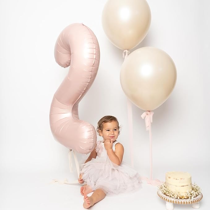 Light Brown 2 Balloon, Tan Number Balloons 40 Inch, Beige 2nd Balloon Number Birthday Decorations, Sandy Brown Second Two Birthday Party Supplies, Khaki Number 2 Balloon