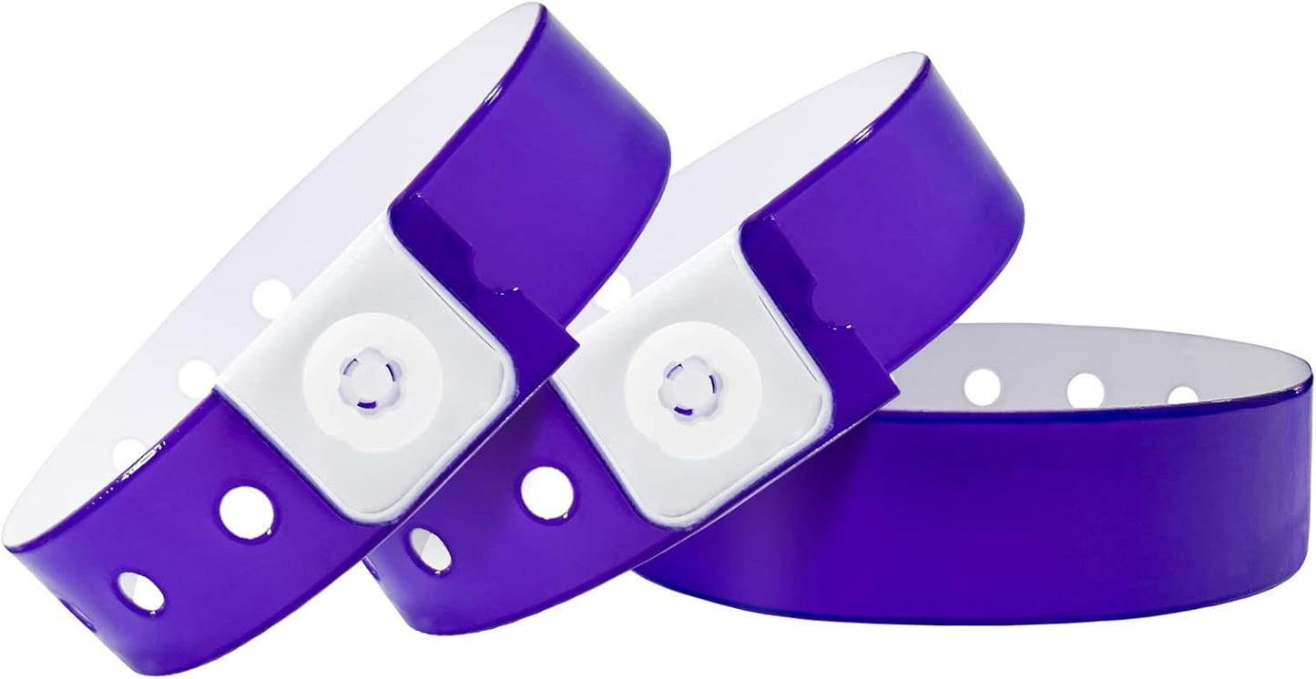 Purple Plastic Wristbands-500 Pack Colored Identification Wristbands for Events, Waterproof Lightweight Security Vinyl Wristbands for Party Concert Club Festival Entrance Admission