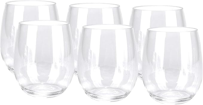 Set of 6 Acrylic Wine Glasses, 20-ounce Plastic Tumbler for Party Use,BPA Free,Dishwasher Safe (Clear color)