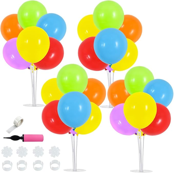 TONIFUL 4 Set Colourful Balloon Centerpieces for Table,Balloons Stand Kit for Rainbow Party Centerpieces Table Decorations,Birthday Decorations,Easter,Fiesta Mexican Themed Taco Decoration