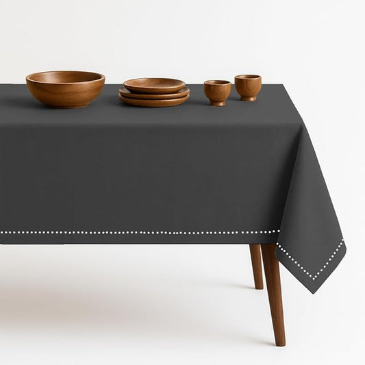 Dark Grey Tablecloth, Rectangle Table Cover 60x102 Inch, 100% Cotton, Fits 8-10 Seats, Durable, Washable, Wrinkle Resistant, Dining Table Cloth for Modern Decor, Events, Dining