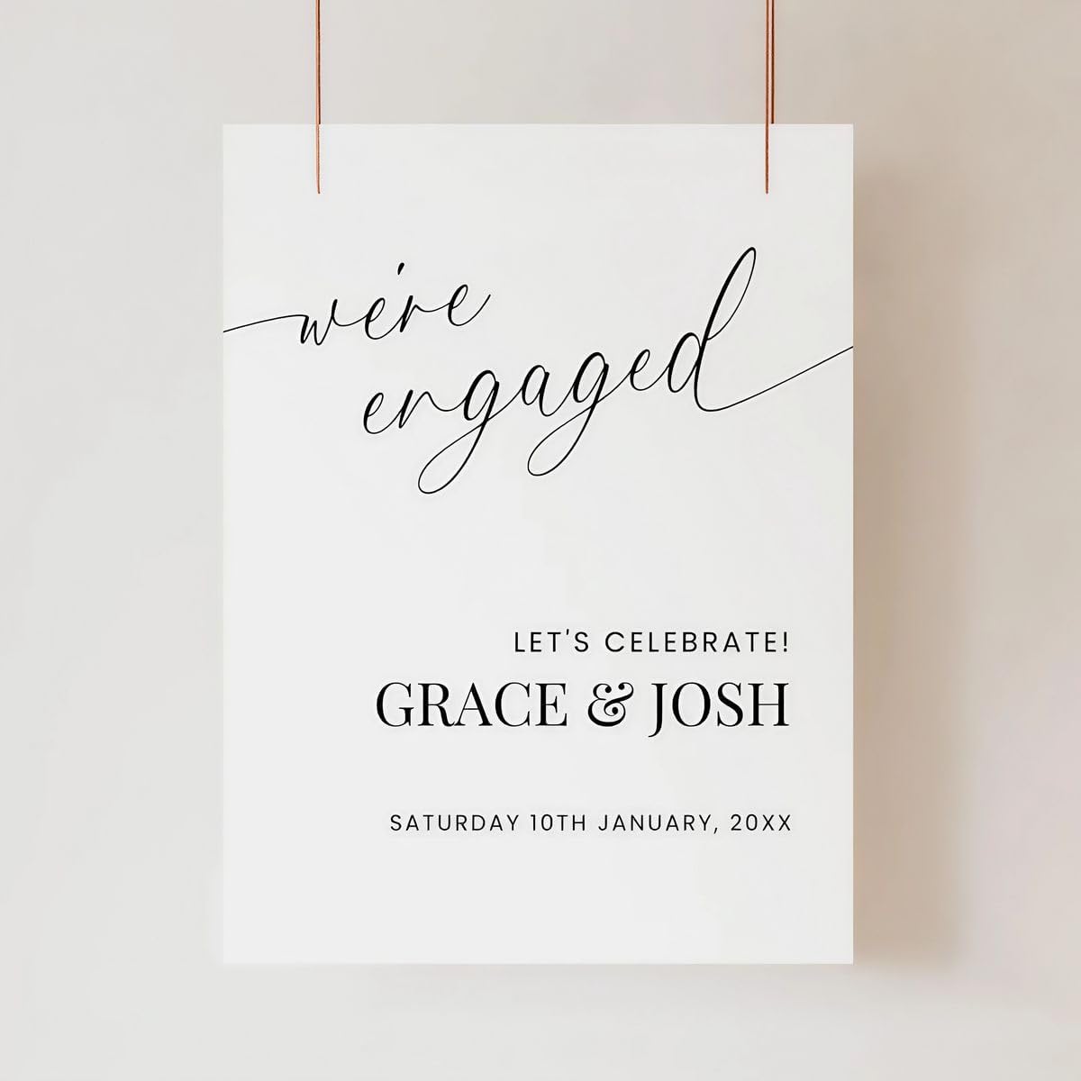 Engagement Party Sign Minimalist, We’re Engaged Welcome Sign