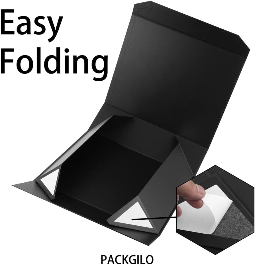 Black Extra Large Gift Box with Lid 1 Pcs 19x16x6 Inches, Gift Box large Black Gift Boxes for Presents Clothes Robe Wedding Dress Sweater,Reusable Foldable Bridesmaid Proposal Box（Matte）