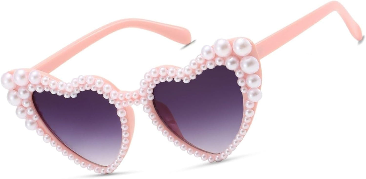 Xpectrum Pearl Bridal Heart Sunglasses, Wedding Bride Sunglasses, Bachelorette Party Glasses for Bride To Be