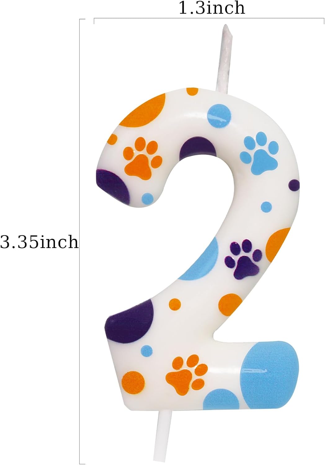 Blue Dog Paw Themed Birthday Candles, Number 2 Blue Dog Birthday Party Supplies, 2.76 inch Cake Topper Decorations, Birthday Decorations for Kids (Number 2)