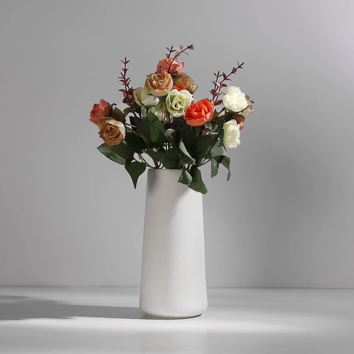 Ceramic Vases - Nordic Minimalism Style Decoration, Elegant Vase for Mantel, Table, Living Room Decoration, White Modern Geometric Decorative Flowers Vases for Home Decor