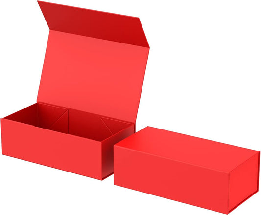 Gift Box 12" x 6" x 4",Large Gift Box with Lid, Red Boxes for Presents,Birthday,Valentine's Day,Mother's Day,Christmas,Anniversary,Luxury for Gift Packaging