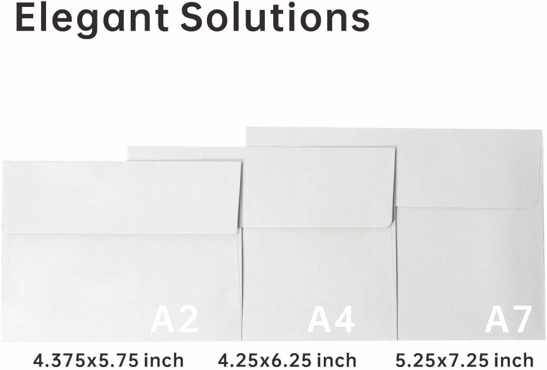 Keketer A2 Metallic Silver Printable Envelopes 80 Pack Self - Seal, for 5x7 Cards, Weddings, Invitations, Baby Shower 4.375 x 5.75 Inches