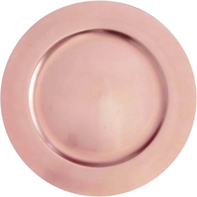 Efavormart 12 pcs 13" Blush Rose Gold Round Charger Plates for Tabletop Decor Holiday Wedding Catering Event Decoration
