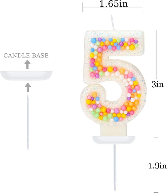 Number 5 Birthday Candle - Colorful Macaron Candles, 5 Candle Birthday Girl Women, Sweet Theme Birthday Party Supplies, Anniversary Party Cake Decorations